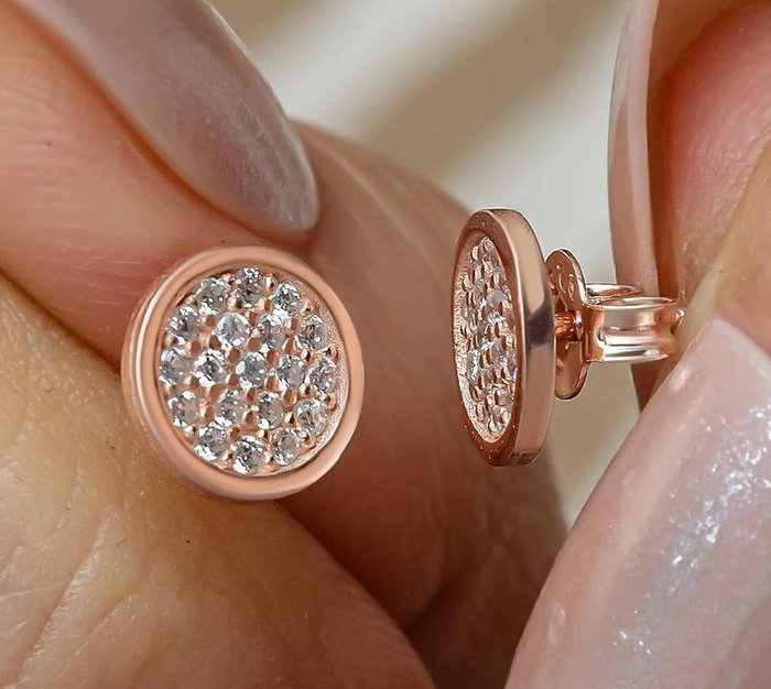 Heliophilia Silver Pendientes de Plata de Ley 925 con Baño de Oro Rosa y Circón